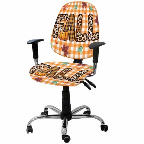 Savannan Office Chair Cover, Leopard Fall Maple Leaves Protective Stretch Elastic Universal Cover for Desk Task Chair,Computer Rotating Chair 1 Pcs Orange White Buffalo Plaid