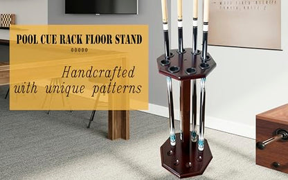 Freestanding Billiard Cue Rack, Pool Table Accessories Hold 8 Cues, Pool Cue Stick Holder, Wooden Floor Stand Pool Cue Holder for Billiard Game Room (Mahogany) - color: Mahogany