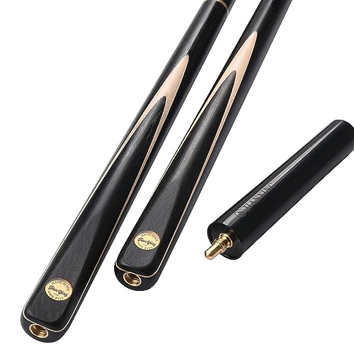 57" 3/4 Jointed Billiard/Pool/Snooker Cue Set 5 Face-Spliced Ash Shaft with A Leather Cue Case - color: Ebony Maple Butts