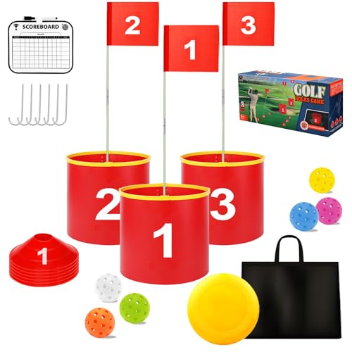 Golf Yard Bucket Games 3 Holes Golf Practice Game with Flag, Golf Chipping Game for Kids and Adults Outdoor, Indoor, Park, Beach, Backyard, Lawn - size: 3 SET