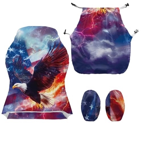 American Flag Eagle Chair Slipcovers with Arms 4 Piece Universal Stretchable Gaming Chair Covers Slipcovers Anti Scratch Furniture Protector of Computer Video Game Office Armchai (No Chairs) - color: American Flag Eagle