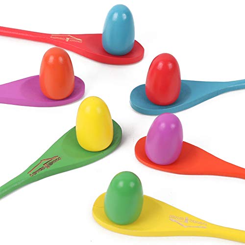 LovesTown 12 PCS Egg Spoon Race Game Sets, Wooden Balance Relay Games for Kids Carnival Birthday Party Outdoor Games (Pack of 2) - size: Medium (Pack of 2)