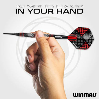 Winmau Darts Callisto Series 90% Professional Tungsten Soft Tip Darts Set with Dart Flights and Dart Shafts (Stems) - Available in 18g Weight and Three Styles - size: 18G, style: 18g - Soft Tip