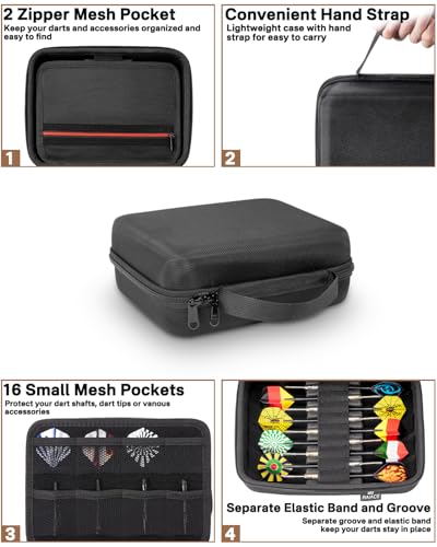 RAIACE Hard Storage Dart Case for 6 Steel Tip or Soft Tip Darts, Dart Carrying Case for Dart Tips, Shafts and Flights. (Case Only, Not Include the Darts)