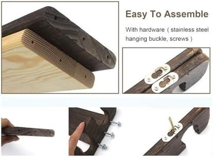 TIST Portable Billiard Cue Rack 6-Slot Wall Mounted Pool Cue Rack - Horizontal Cue Holder for Billiards, Canes & Walking Sticks, Game Room Storage Hardwood Wall Mounted Pool Cue Holder(Brown)