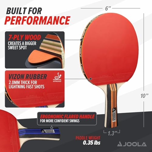 JOOLA Advanced Table Tennis Set Bundle – Includes 4 Premium Ping Pong Paddles, 6 3-Star Balls, and Carrying Case – Perfect for Competitive Play, + Bonus 60-Pack of 40+mm Orange JOOLA Training Balls