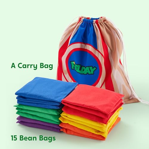JOYIN 16 Cornhole Bean Bags for Tossing (4.7” x 4.7”), Durable Nylon All-Weather Game, Includes 15 Bean Bags and a Carry Bag, Cornhole Game Set, Party Supplies for Kids & Adults - size: one size fit all