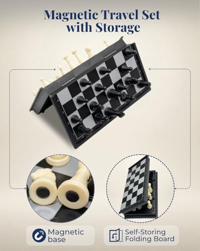 Travel Chess Set Magnetic Portable Folding Board - Small Mini Pocket Chess Set (X-Small / 5.9 Inch) - size: X-Small / 5.9 Inch