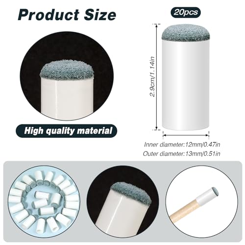 Billiard Pool Cue Tips, 20Pack Slip On Pool Cue Repair Tips Kit Billiard Pool Cue Stick Tips 13mm Screw On Tips, Pool Sticks Tips Replacement Kit Billiard Slip-On Cue Tips Repair Kitcue Tip Shaper