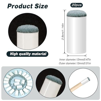 Billiard Pool Cue Tips, 20Pack Slip On Pool Cue Repair Tips Kit Billiard Pool Cue Stick Tips 13mm Screw On Tips, Pool Sticks Tips Replacement Kit Billiard Slip-On Cue Tips Repair Kitcue Tip Shaper