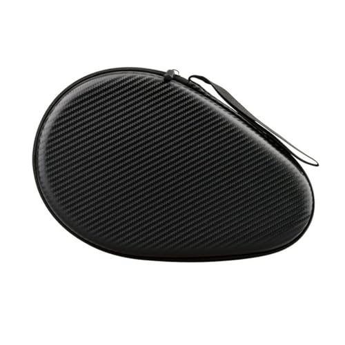 MiOYOOW Table Tennis Racket Case, Hard Shell Ping Pong Storage Bag Ping Pong Paddles Case with Zipper Can Hold 2 Short-Handled Rackets or 1 Long-Handled Racket - color: Straw mat pattern black