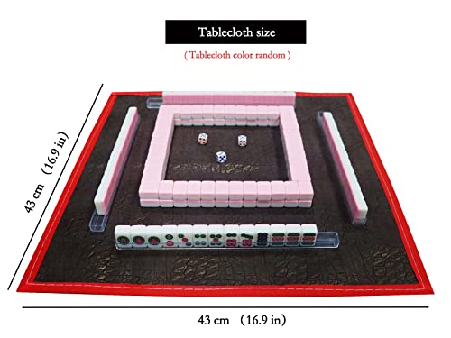 Miniature Chinese Mahjong Game Set with Foldable Table 144 Mini-Tiles, Case, and Accessories, Travel Set (Pink, 22MM) - color: Pink