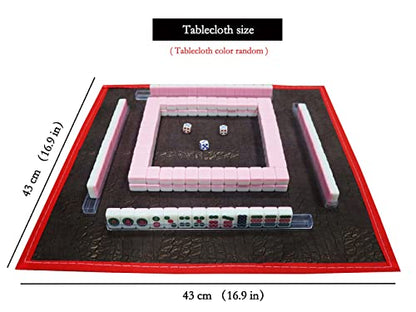Miniature Chinese Mahjong Game Set with Foldable Table 144 Mini-Tiles, Case, and Accessories, Travel Set (Pink, 22MM) - color: Pink