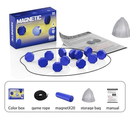New Premium Magnetic Chess Board Game | Adjustable String, Large & Powerful Magnets | Portable Chess Set for Family, Travel, Camping & Parties, Kids & Adults (Blue) - color: Blue