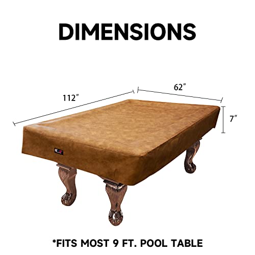 GSE Games & Sports Expert Billiard Table Covers, 7'/8'/9' Waterproof & Tearproof Heavy Duty Leatherette Pool Table Cover (Several Colors Available) - color: Russet - 9ft