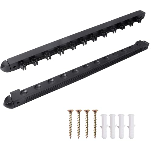 GSE Games & Sports Expert 2-Piece 6/8/12 Billiard Pool Cue Rack Wall Mounted Holders, Billiard Cue Sticks Wall Rack Set - style: 12 Cue - Black