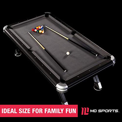 MD Sports 7.5' Titan Pool Table, Drop Pocket Billiard Table, Durable Steel Legs with Pool Ball and Cue Stick Set, Perfect for Family Game Rooms - style: 7.5 Ft. Titan