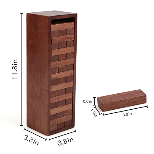 Wooden Tumbling Tower, 54PCS Blocks Stacking Games for Party, Camping for Kids Adult and Families, Classic Stacking Blocks Wood Stack Towers Wooden Board Tabletop Games with Storage Box - style: 54PCS