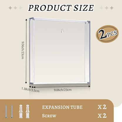 Beeveer 2 Pack Golf Disc Clear Display Case, 9 x 9 Inches Acrylic Disc Frame with Magnetic Lid Wall Mount Storage Memorabilia Protection Ideal Gifts for Golf Lover