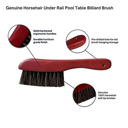 Freetime Fun Pool Table Brush for Felt with Real, Authentic Horse Hair Set of Billiards Pool Table Brush 8.5" Rail Brush Bonus Pack of Chalk - style: 8" Rail Brush