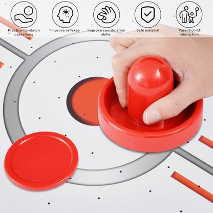Air Hockey Pushers and Air Hockey Pucks, Indoor Games Goal Handles Paddles Replacement Accessories Set for Game Tables Equipment - color: Red-Blue