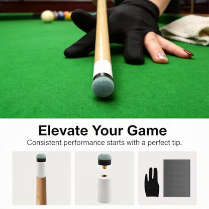 Pool Cue Tips, 12 Sets Screw on Pools Stick Tips with Ferrules, 12mm/13mm Billiard Cue Tips Replacement Kit, No Need Glue or Clamp for Snooker and Pool Cues