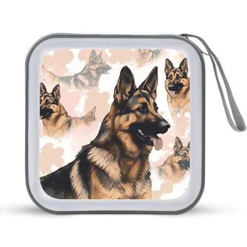 German Shepherd Dog Lovers Portable CD Case Holder,DVD Wallet Holder 40 Capacity CD Cases Storage DVD Book Binder for Car Home Travel - color: German Shepherd Dog Lovers