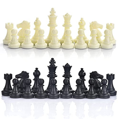 Chess Pieces Only, Magnetic Plastic Chessman Set for Replacement of Missing Pieces, Include Storage Bag (1.96” King - Small)