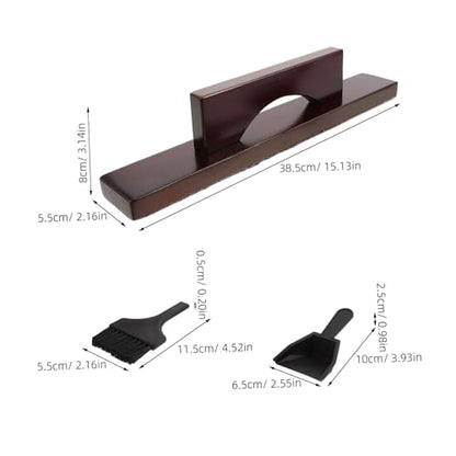 Shuffleboard Table Cleaning Kit with Sand Brush and Dustpan Set, Portable Shuffleboard Court Broom for Table Maintenance, Wine Red Handle, Home and Bar Game Room Accessory