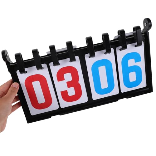BESPORTBLE Portable Tabletop Sports Scoreboard 4-Digit Flip Score Keeper Thick Plastic Shell for Basketball Volleyball Tennis Baseball Games and Referee Use