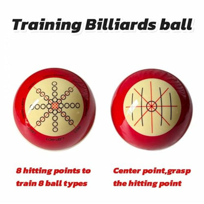 6 Dots Cue Ball With Case,Training Billiard Ball,2-1/4" Practice Training Artifact,Pool Cue Ball with Six Dots,Three Finger Gloves and Billiard Ball Bag - color: Training Artifact + Red Dots Ball