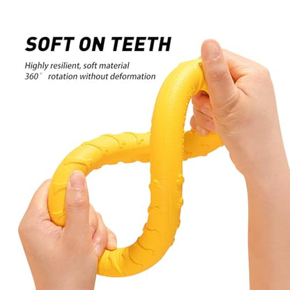 WishLotus Dog Ring Toy and Flying Disc, Interactive Floating Dog Toys Set for Outdoor, Training and Teeth Cleaning Chewers Fetch Toys for Large Dogs (Yellow) - color: Yellow