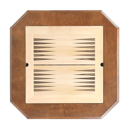 Walnut Finish Chess Game Table with Fluted Square Pedestal | Hidden Storage Drawer, Reversible Tabletop, Chess & Backgammon Game Board, Sturdy Elegant Base, Side Table - size: 28''-Chess Table Walnut + Fluted Square Pedestal