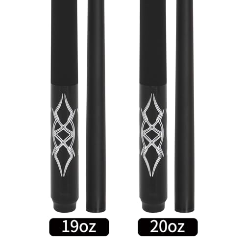 Fiberglass Pool Cue Stick 19-21 oz, 58 inch Billiard cue for Professional Adult Player - color: Black Set of 2