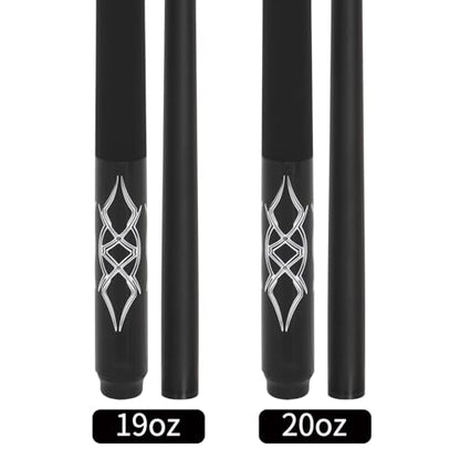 Fiberglass Pool Cue Stick 19-21 oz, 58 inch Billiard cue for Professional Adult Player - color: Black Set of 2