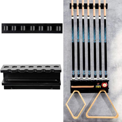 Pool Cue Holder Wall Mount for 7 Pool Sticks, Solid Wood Pool Cue Rack, Billiards Pool Cue Holder Claw Wall for Billiards Decor, Billiards Accessories, Pool Table Accessories Equipment, Black - style: WALL MOUNT