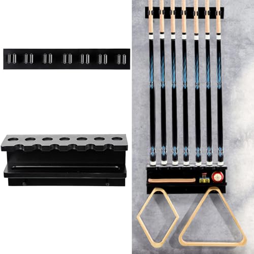 Pool Cue Holder Wall Mount for 7 Pool Sticks, Solid Wood Pool Cue Rack, Billiards Pool Cue Holder Claw Wall for Billiards Decor, Billiards Accessories, Pool Table Accessories Equipment, Black - style: WALL MOUNT