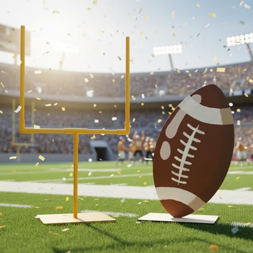 2 Pcs Football Goal Post Decoration Yard Signs Including 39" x 20" Field Goal Post 16" x 11" Football Standees Wood Fiber Board and PVC for Sports Themed Party Game Day Birthday Lawn Outdoor Supplies