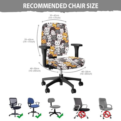 Office Chair Covers Stretchable Cat Gaming Chair Armrest Pads 4-Pc Set Unique Washable Dustproof Seat Cover for Office Chairs with Stylish Design - color: Cat