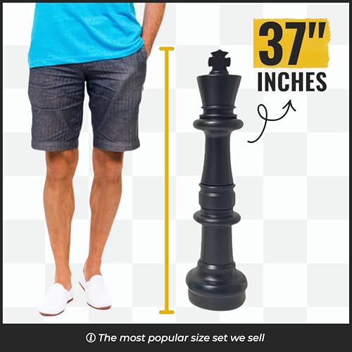 MegaChess Giant Chess Set Game with 37" Tall King - A Large Chess Set Yard Game for Families Looking for Outdoor Jumbo Games - 32 Large Pieces Made from Durable HDPE (Board Not Included)