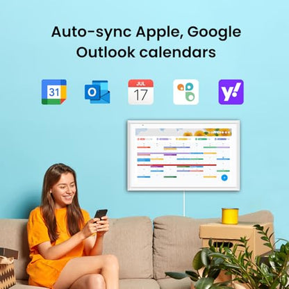 Apolosign 15.6-inch Digital Family Calendar, No Subscription Fee, Smart Wall Planner with Calendar Sync, Chore Chart & Touchscreen Display for Busy Families, Dual Mode, with Stand(White) - color: White