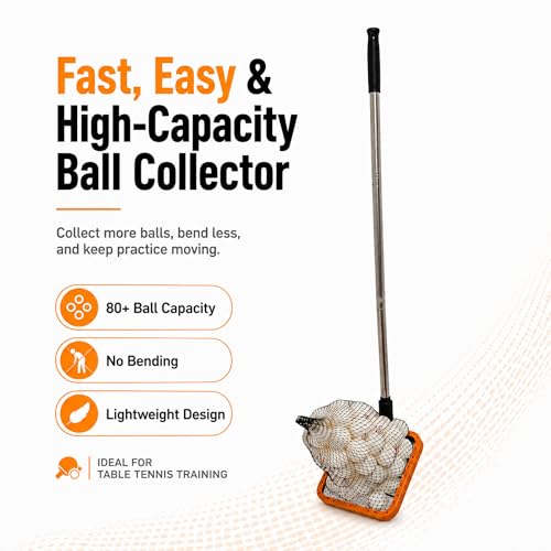 PICK 'N GO Table Tennis Ball Picker - Rapid and Efficient Ping Pong Retrieval Tool - Safe and Easy to Use Table Tennis Accessory for Players and Coaches - color: Orange & Black