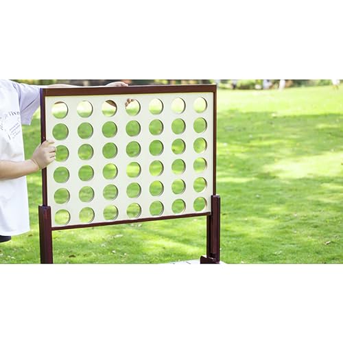Giant 4 in a Row Game Outdoor and Indoor | Wooden Four in A Row Game Jumbo for Adults and Kids, Yard Games | Family Fun with 42pcs Chips and Durable Carrying Bag.