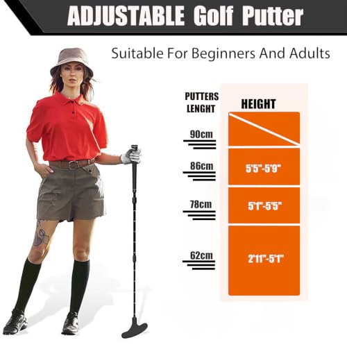 Adjustable Mini Golf Putter Set, Golf Putters Club for Left or Right Handed | Women's Putt Putt Golf Clubs for Men right hand, Practice Putting Heavy Duty TPR Head, 16-35 Inch Length, 2 Pack with 4 Balls - color: BKBL
