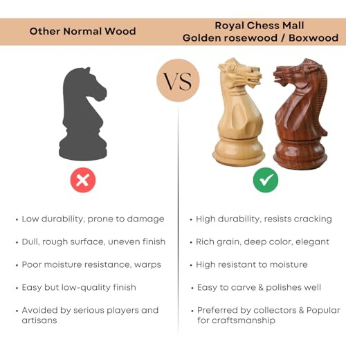 Royal Chess Mall Professional Staunton Chess Pieces Only Chess Set, Golden Rosewood and Boxwood Wooden Chess Set, 4.1-in King, Tournament Chess Set, Weighted Chess Pieces (3.4 lbs) - style: Golden Rosewood
