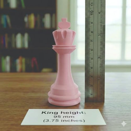 Staunton Chess Pieces Half Set, 17 Pink Pieces, 3.75" King | Made in USA - color: Pink