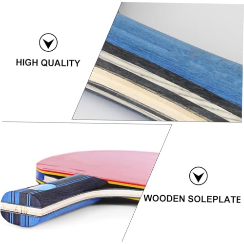 Double-Sided Rubber Table Tennis Paddles Set with Solid Blade and Ergonomic Handles Includes Short Handle Rackets Balls and Storage Bag for Beginner Indoor Outdoor Play