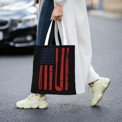 NIENIE Disk Golf Usa Flag Tote Bag for Women Shopping Bags Reusable Large Capacity Casual Shoulder Handbags DIY Gift Bags Cute Canvas Tote Bag