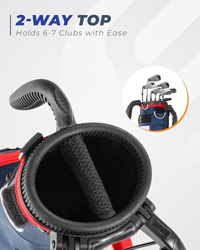 Golf Lightweight Stand Bag, Portable Golf Carry Bag with Insulated Cooler Pocket, Easy to Carry and Ideal for Driving Range, Pitch n Putt, Par 3, Executive Courses - color: Blue and Red