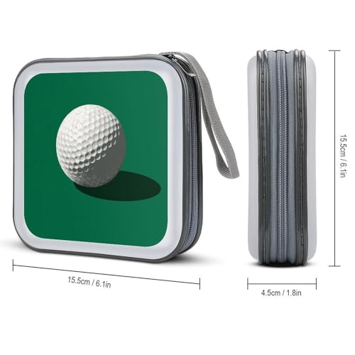Simple Golf Ball on Green CD Case DVD Storage Case Portable for Car Home Travel